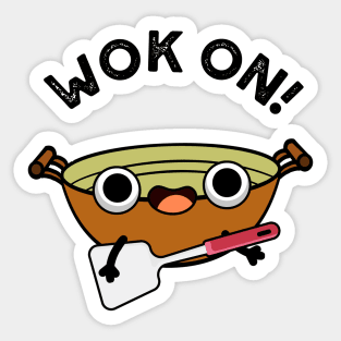 Wok On Funny Chinese Rock Pun Sticker